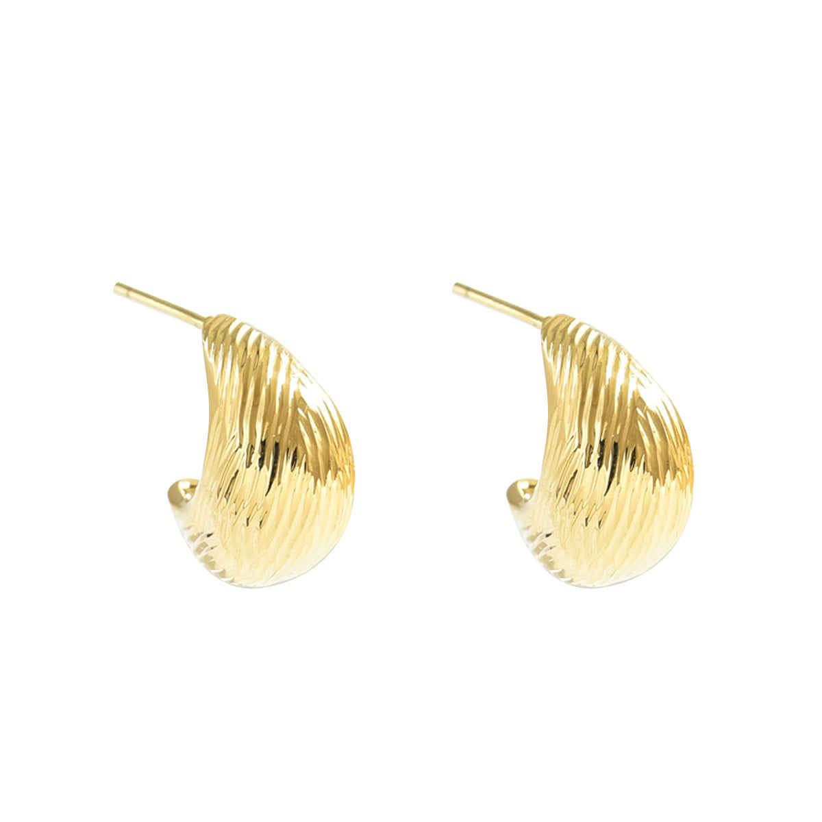 Pendientes minimalistas de tuerca de metal doblado con diseño geométrico para mujer, con revestimiento de cobre y postes de acero inoxidable