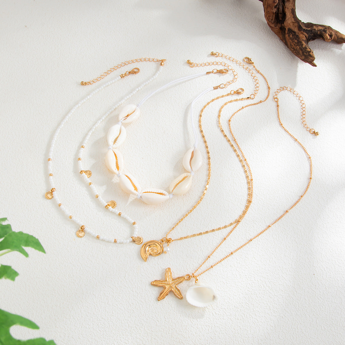 Bohemian Plated Brass Zinc Alloy Animal Shell Starfish Pendant Necklace for Women