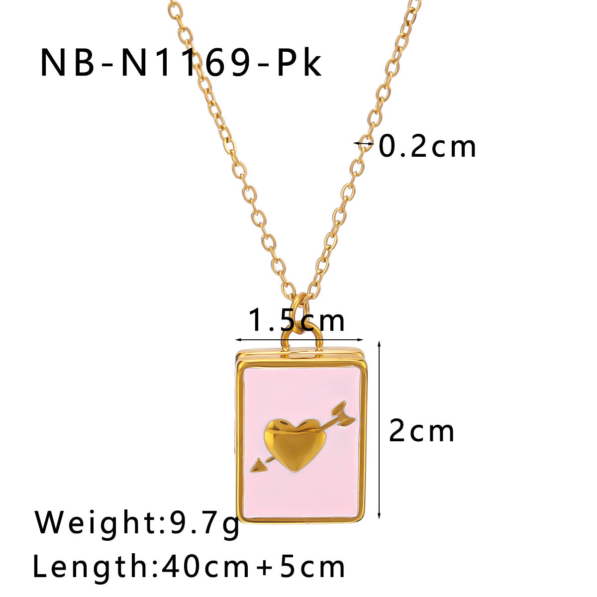 Minimalist Moon and Heart Shaped Enamel Pendant Necklace in Stainless Steel with 18K Vacuum Plated Finish for Women