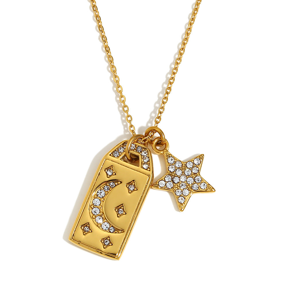 Collar Colgante Estrella Geométrica para Mujer de Acero Inoxidable con Chapado en Oro de 18K Elegante Minimalista de Uso Diario