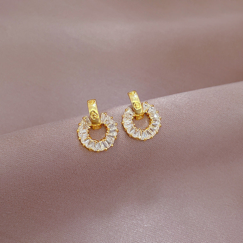 Set Collana e Orecchini in Acciaio al Titanio di Lusso Geometrico con Intarsi di Strass da Donna