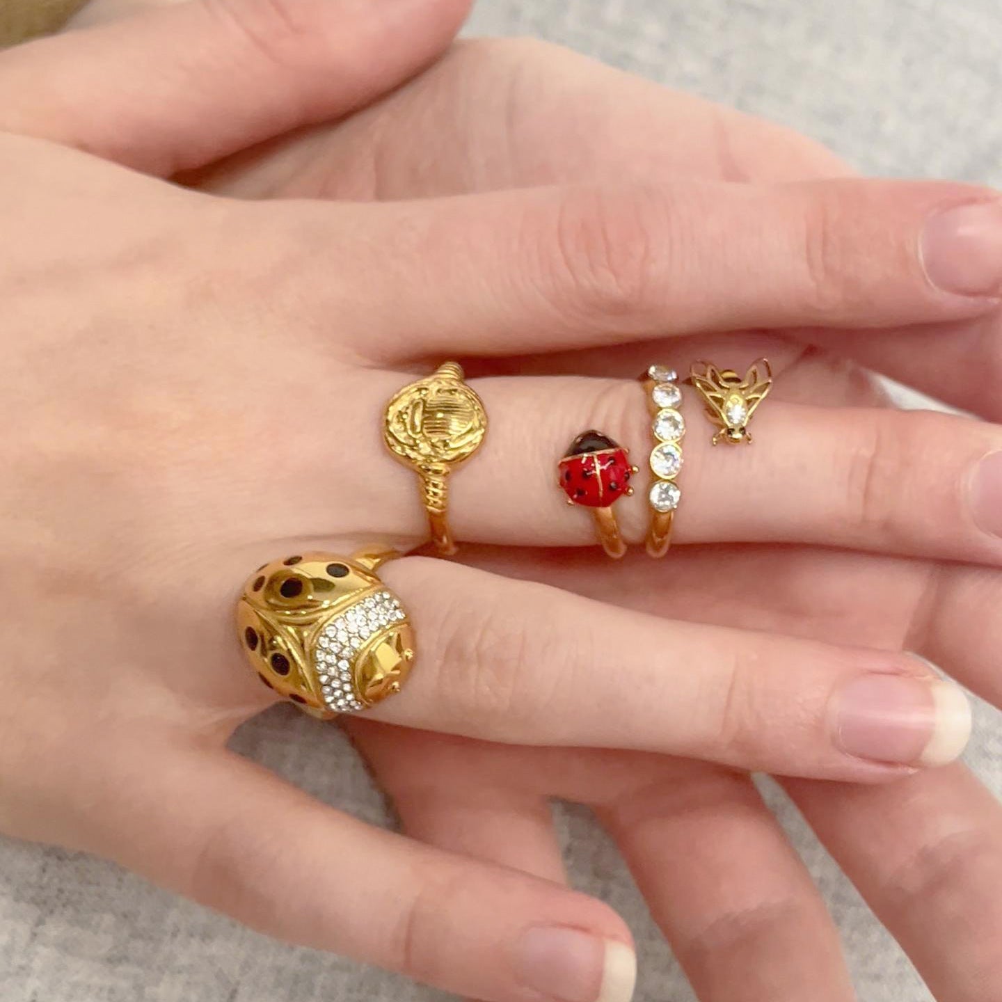 Anillo Geométrico de Acero Inoxidable con Incrustaciones de Zirconia, Chapado, para Mujer, Joyería Minimalista y Elegante