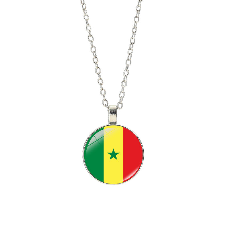 Sporty Geometric Alloy Plated Necklace with Crystal Pendant Unisex Cable Chain