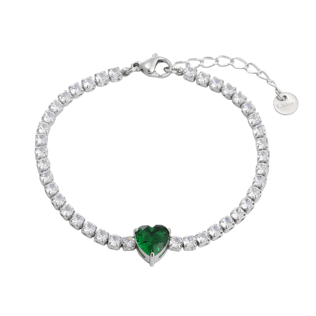 Fashion OL Geometric Heart 18K Gold Plated Stainless Steel Rhinestone Bracelet for Women