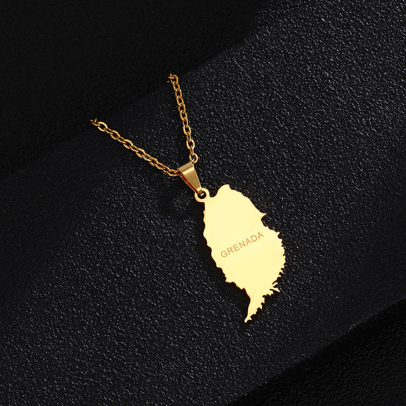 Collana con ciondolo in acciaio al titanio smaltato geometrico etnico per donna e uomo con catena a maglie in acciaio inossidabile