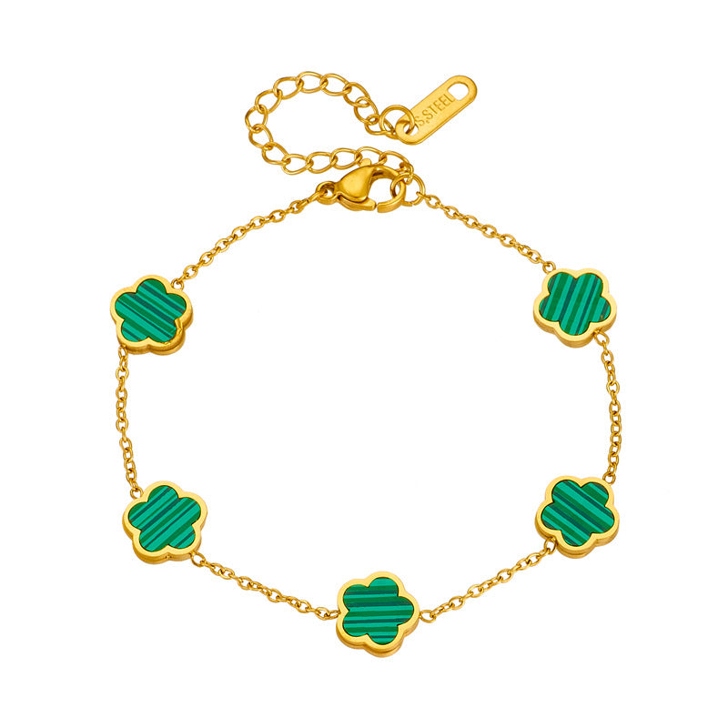 Vintage Minimalist Floral Stainless Steel Plated Bracelet for Women