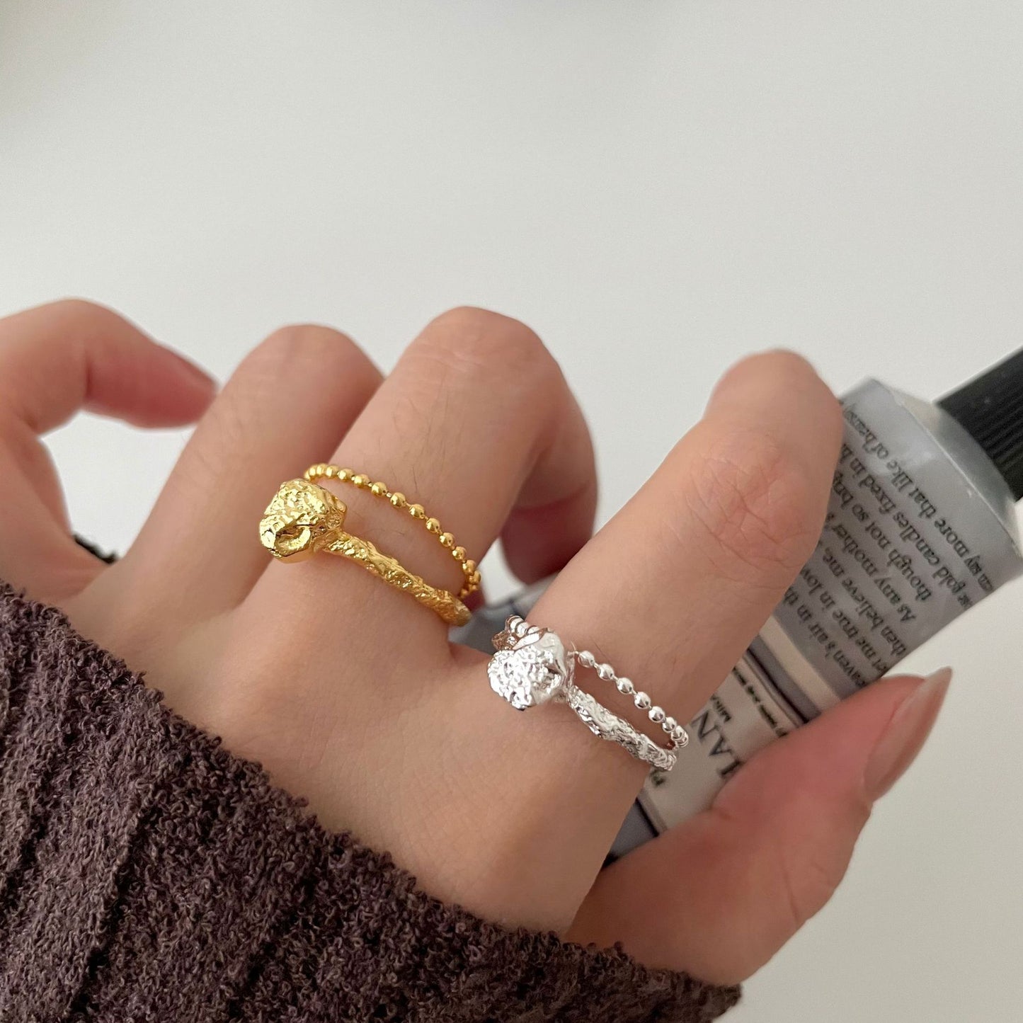 Minimalist Heart-Shaped 925 Sterling Silver Ring for Women with Polished Finish