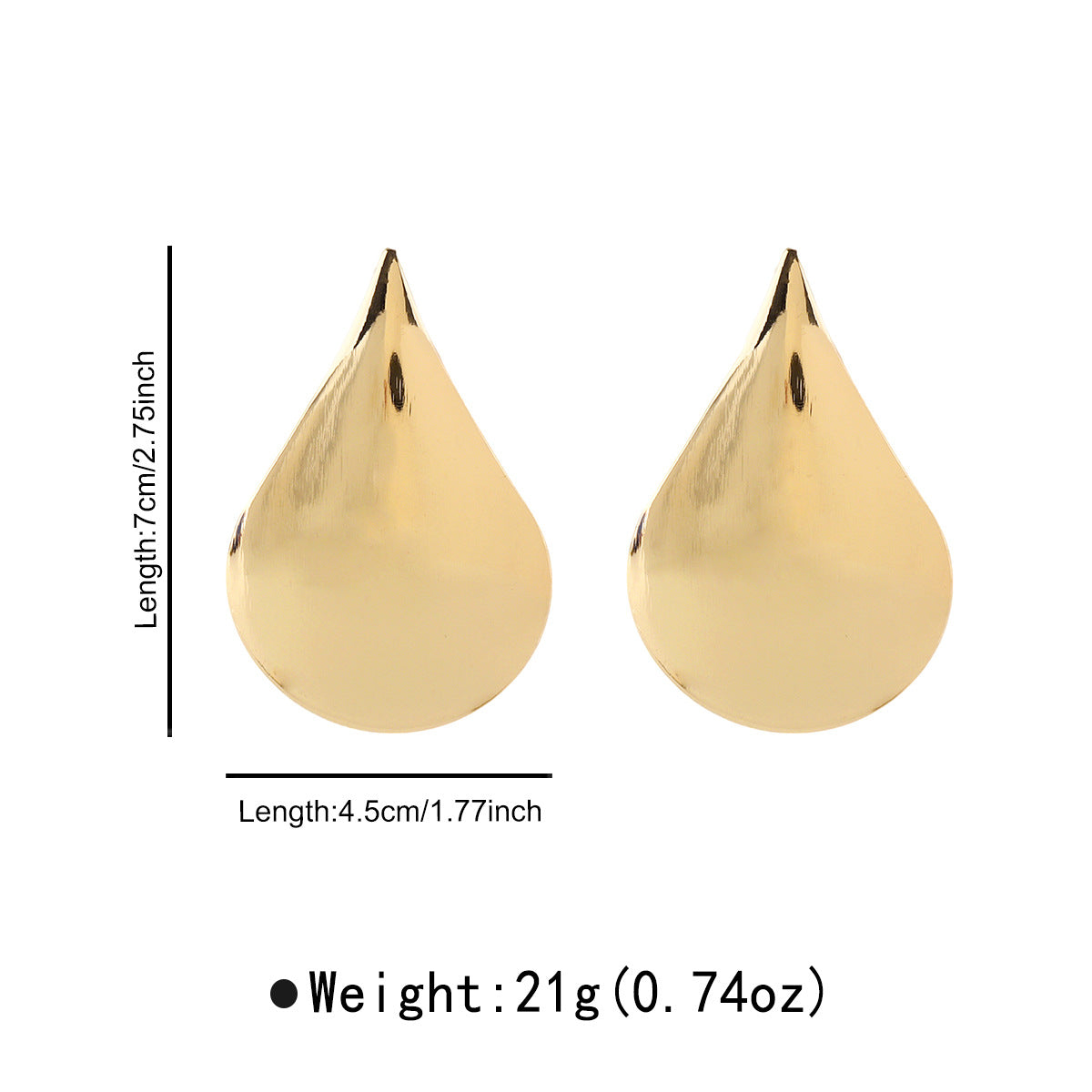 Aretes de aleación geométricos exagerados para mujer con superficie convexa pulida y acabado galvanizado