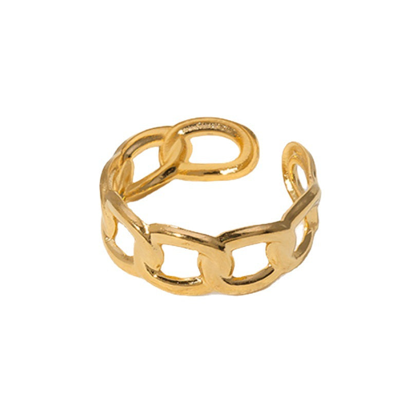 Minimalist Geometric Titanium Steel Adjustable Ring for Women and Men with Electroplated Finish