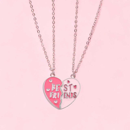 Cute Cartoon Stitch Pendant Necklace for Kids in Alloy with Enamel Finish Heart Shape Charm on Cross Chain