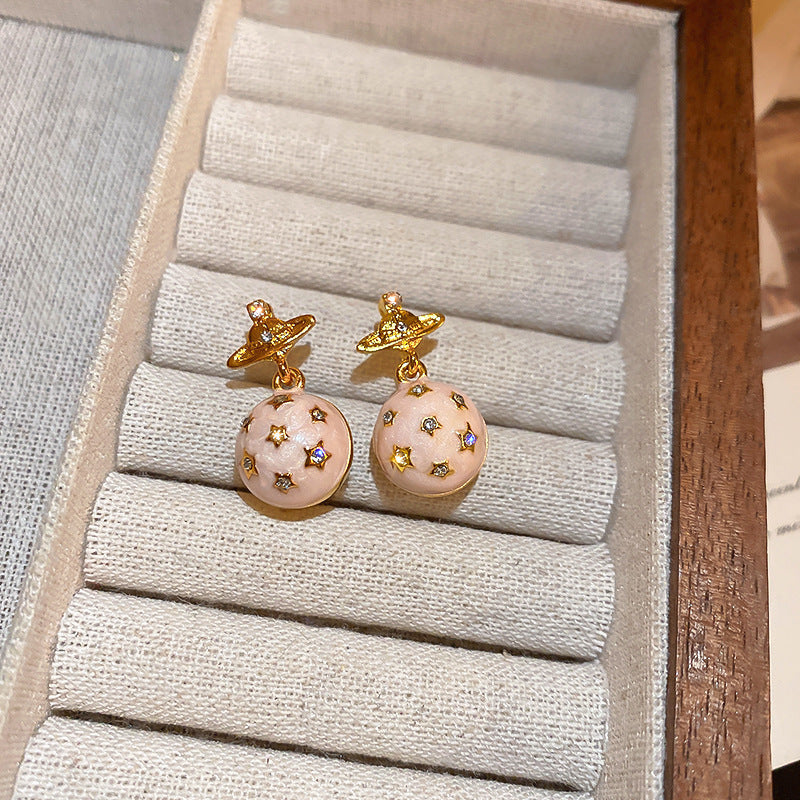 Vintage-Style Geometric Stud Earrings in Copper with Electroplated Finish for Women