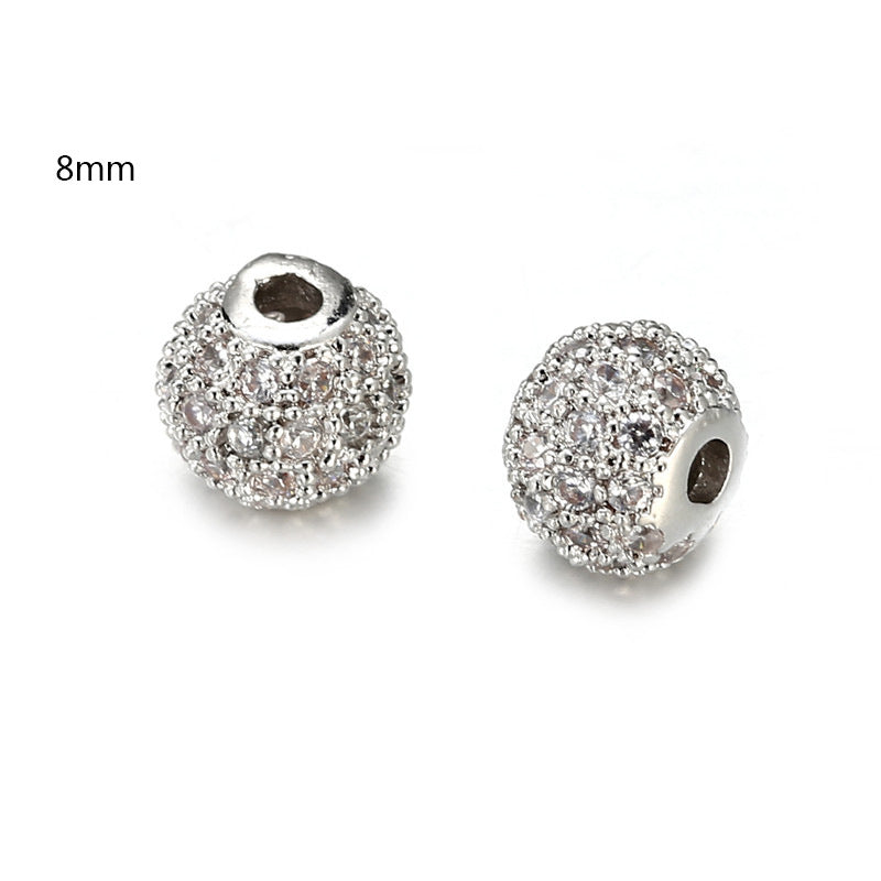 8mm Round Brass Cubic Zirconia Bead Pendant