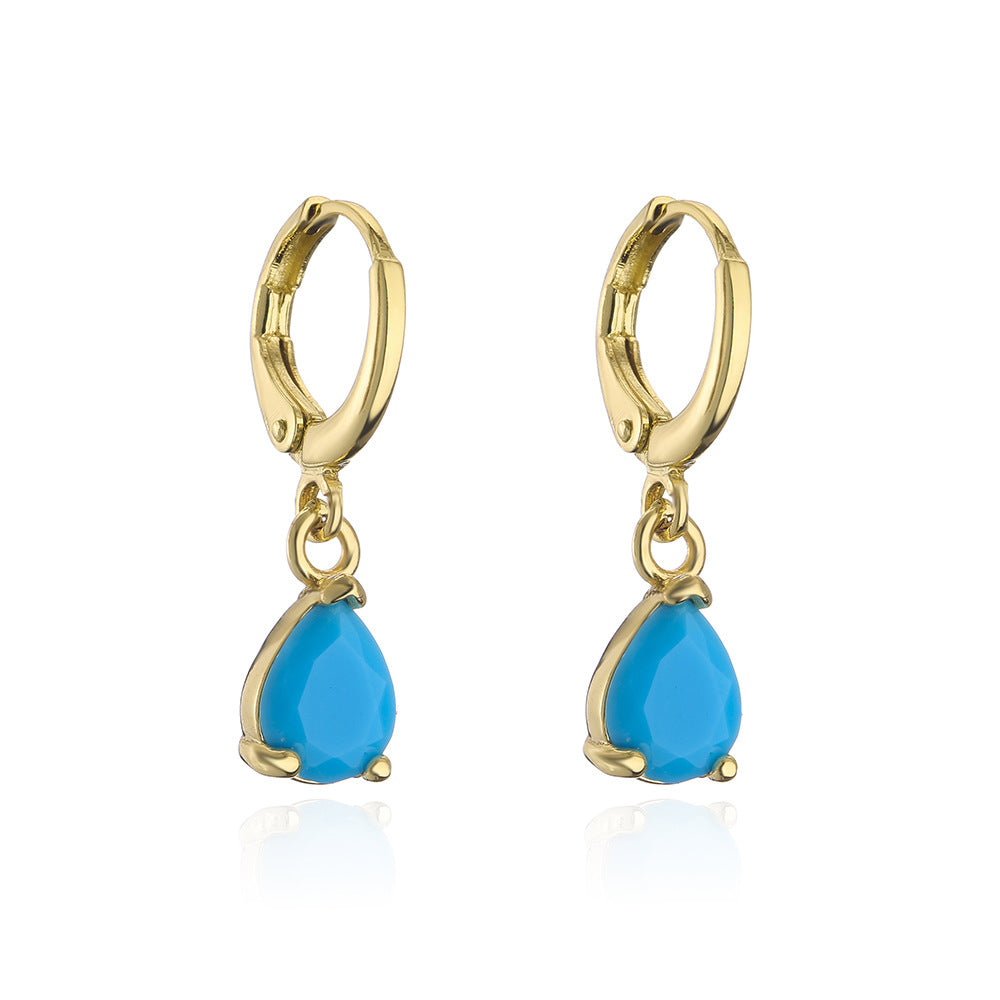 Vintage Geometric Dangle Earrings in Copper with Real Gold Plating and Micro-Pavé Zirconia for Women