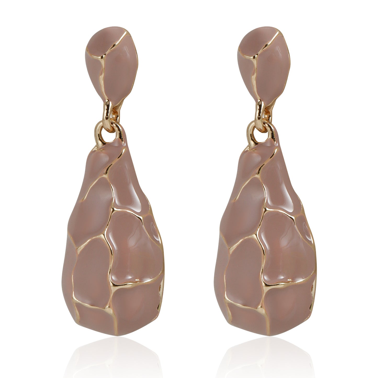 Pendientes colgantes geométricos de estilo francés vintage para mujer con acabado chapado y patrón inspirado en la naturaleza