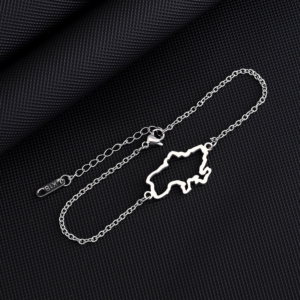 Bracciale con Pendente Geometrico in Acciaio Inossidabile Stile Etnico da Donna con Finitura Galvanizzata