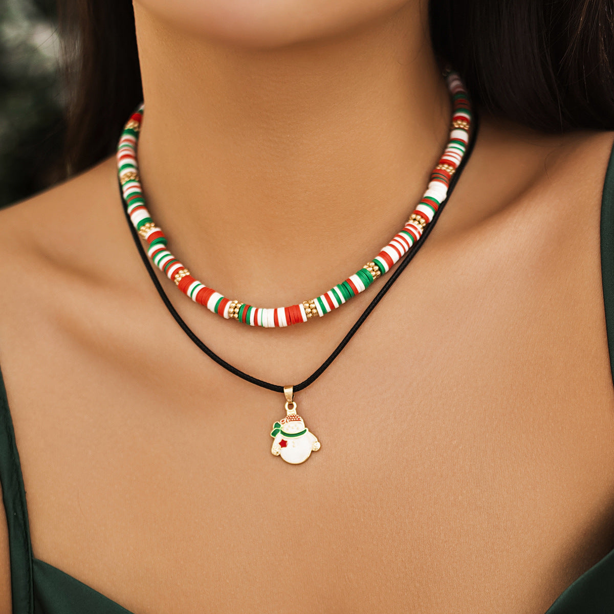 Fashion Crystal Bowknot Snowflake Reindeer Santa Claus Ball Chain Choker Necklace for Women Christmas Gift