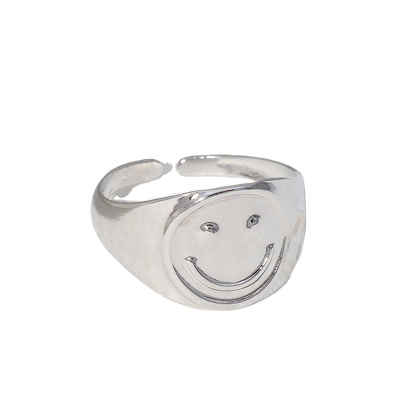 Minimalist Smile-Shaped Titanium Steel Adjustable Ring for Men and Women with Plated Finish