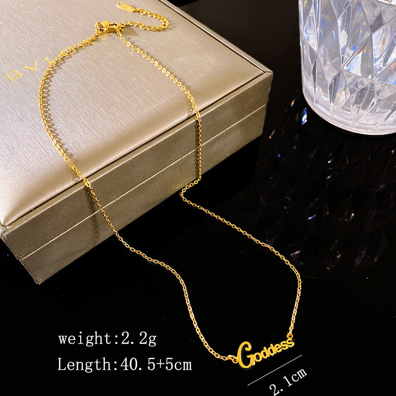 Minimalist Titanium Steel Letter Necklace Plated Cable Chain Unisex Jewelry