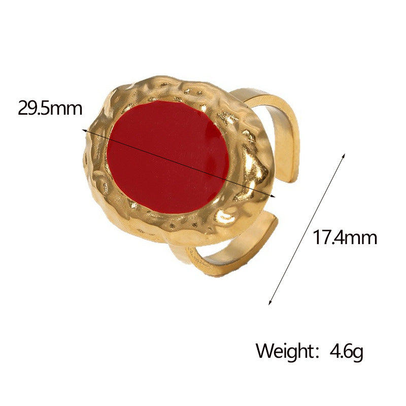 Anello rotondo minimalista in acciaio inossidabile con finitura placcata per donna Accessorio di moda a fascia aperta geometrica