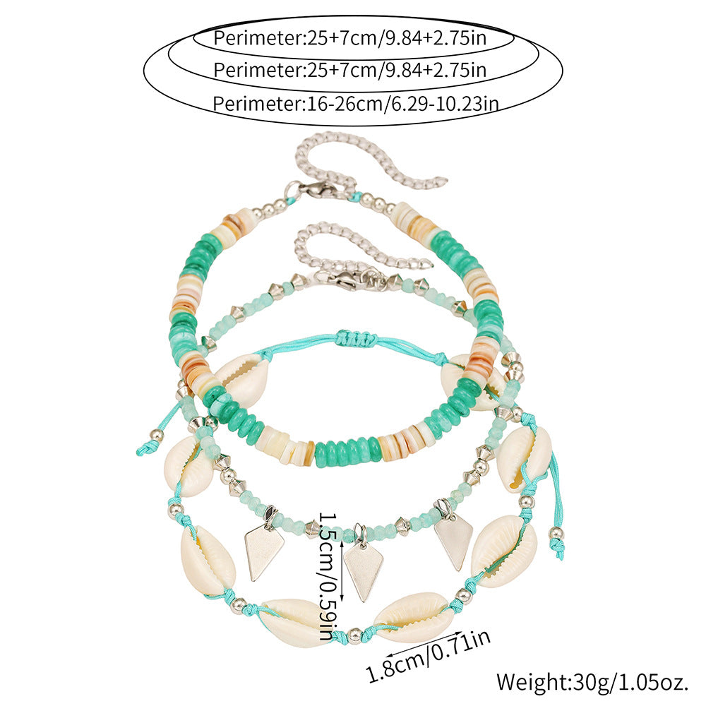 Bohemian Geometric Wood Turquoise Adjustable Anklet