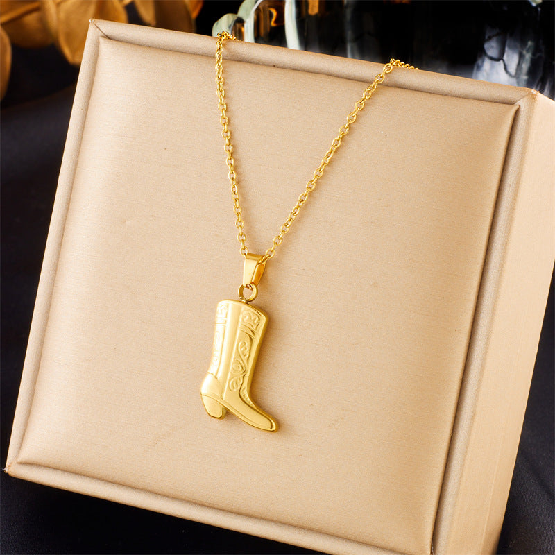 Minimalist Gold Plated Stainless Steel Layered Necklace with Heart Floral and Geometric Pendants