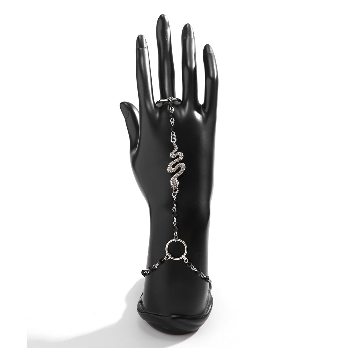 Edgy Halloween Snake-Shaped Geometric Alloy Hand Chain for Women with Plated Finish
