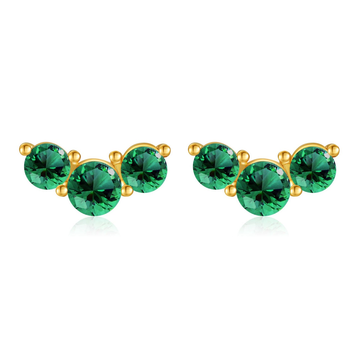 Orecchini a perno con pietra portafortuna geometrica in stile Fashion-Commuter, in rame con placcatura in vero oro e perni in argento sterling S925, da donna