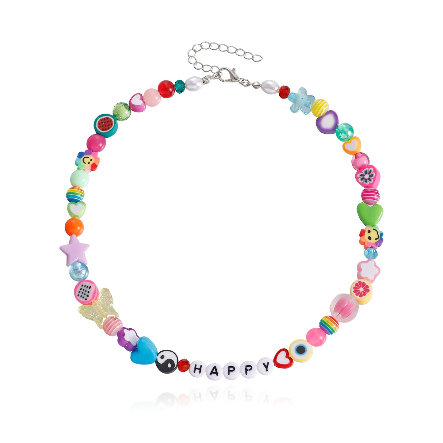 Bohemian Multicolor Alloy Letter Necklace for Women with Geometric Pendant and Plated Finish