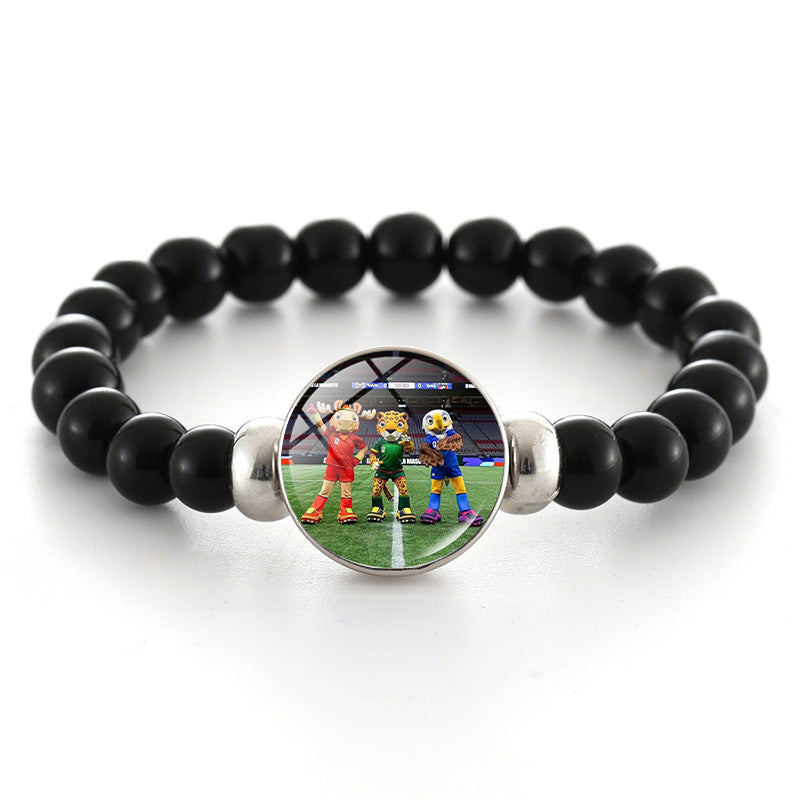 Unisex Geometric Round Crystal Beaded Bracelet World Cup Commemorative Jewelry
