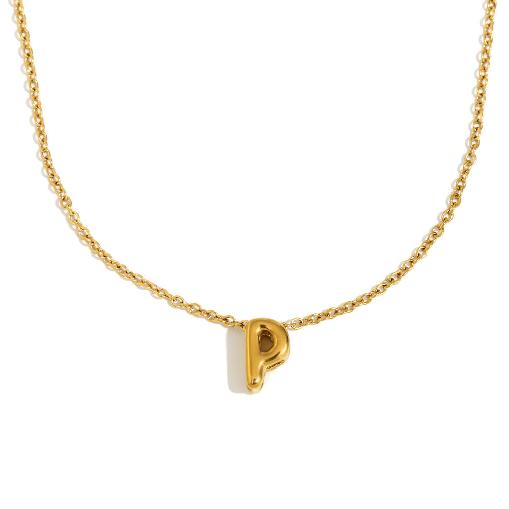 Fashionable Minimalist Letter Pendant Necklace in Stainless Steel with 18K Gold Plating for Women