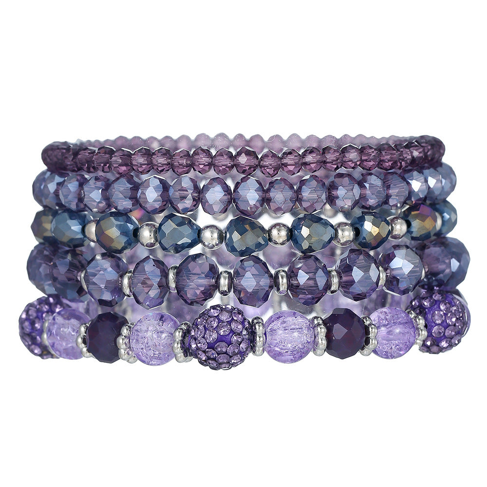 Bohemian Multi-Layer Geometric Glass Bead Rhinestone Bracelet for Women