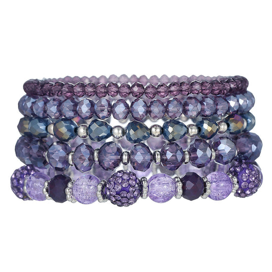 Bohemian Multi-Layer Geometric Glass Bead Rhinestone Bracelet for Women