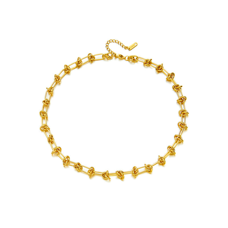 Collana Punk Minimalista da Donna in Acciaio al Titanio con Nodo e Dettaglio a Spina