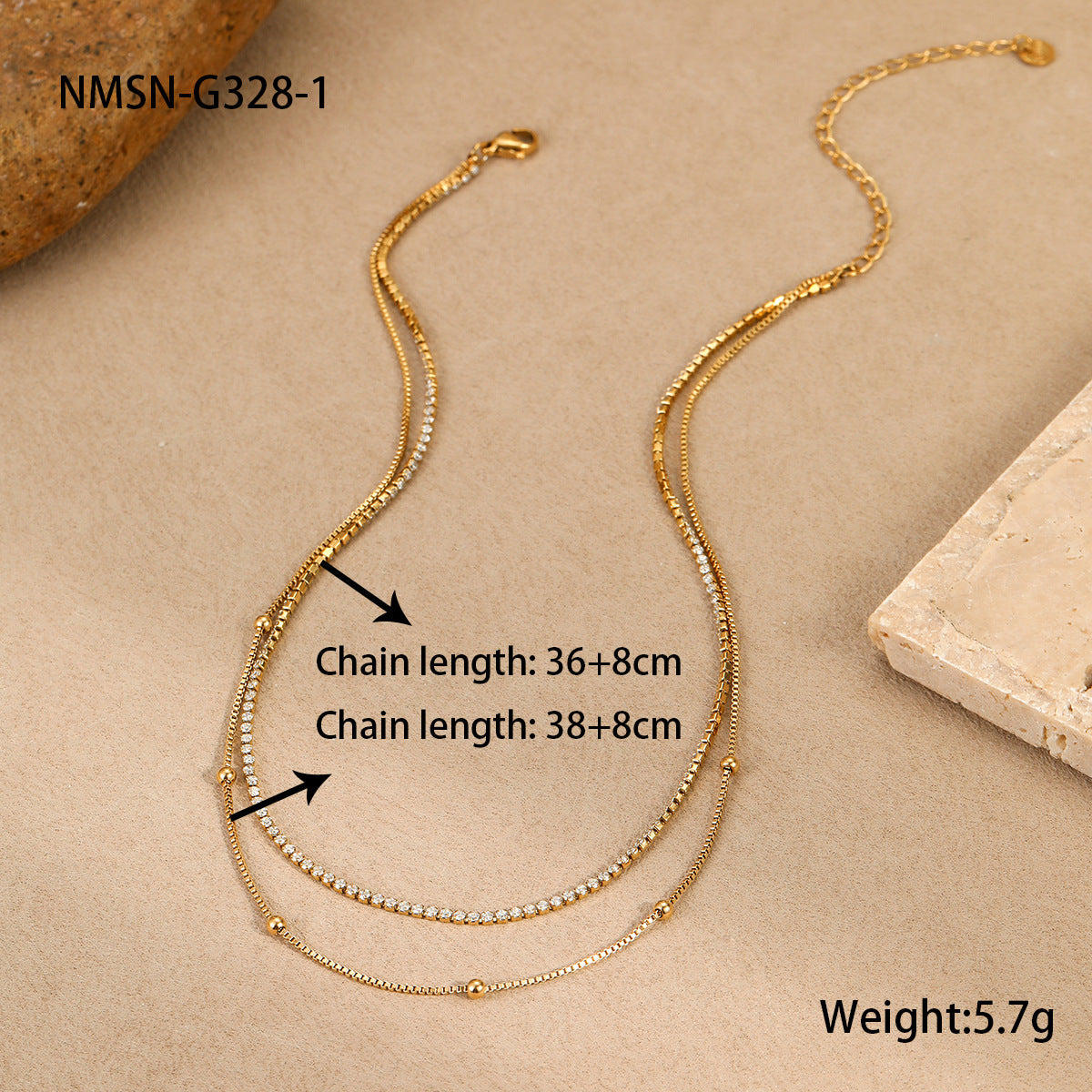 Collana Minimalista a Strati in Acciaio Inossidabile con Motivo Geometrico, Tonalità Fredde e Finitura Placcata