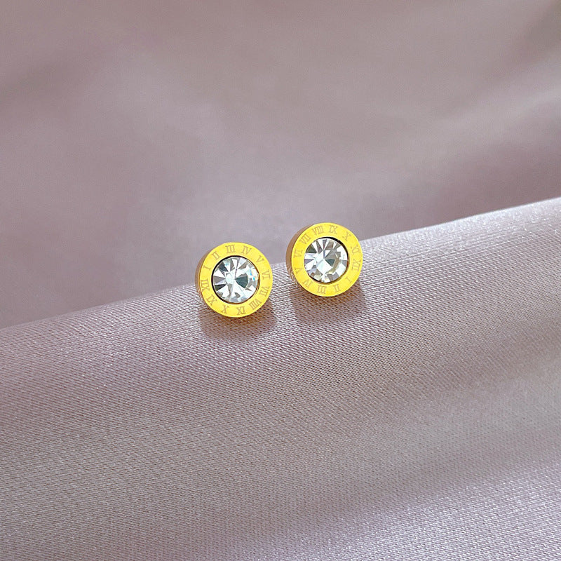 Minimalist Sweet Geometric Titanium Steel Plated Stud Earrings