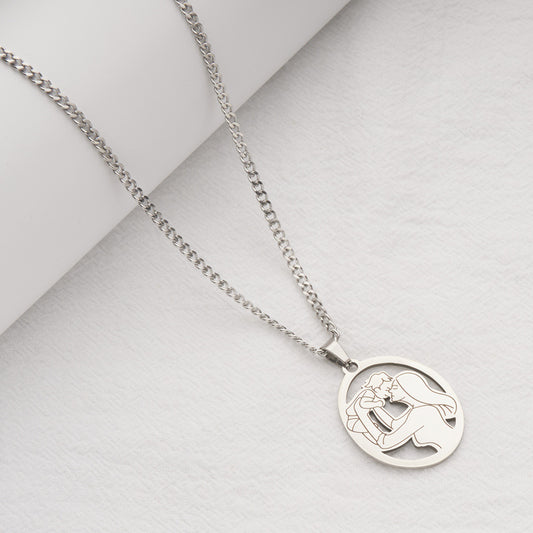 Minimalist Geometric Stainless Steel Mother Necklace with Plated Finish for Women