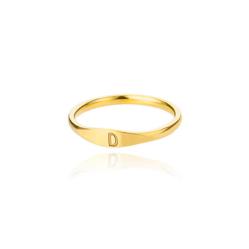 Minimalist Luxury Plated Stainless Steel Letter Ring Unisex