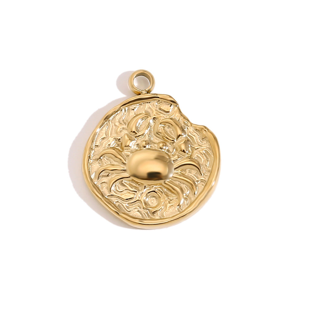 Vintage-Style Zodiac Pendant for Women Stainless Steel with 14K Gold Plating Heart-Shaped Constellation Design