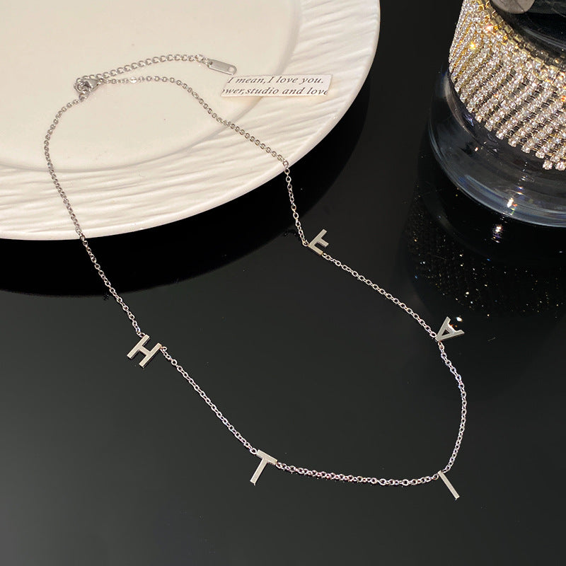 Elegant Letter Geometric Titanium Steel Plated Necklace for Women