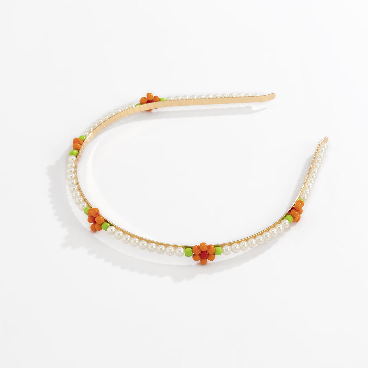 Sweet Floral Imitation Pearl Flower Iron Headband