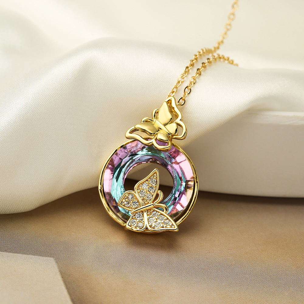 Collana con Pendente Geometrico a Farfalla da Donna in Rame dal Design Minimalista e alla Moda