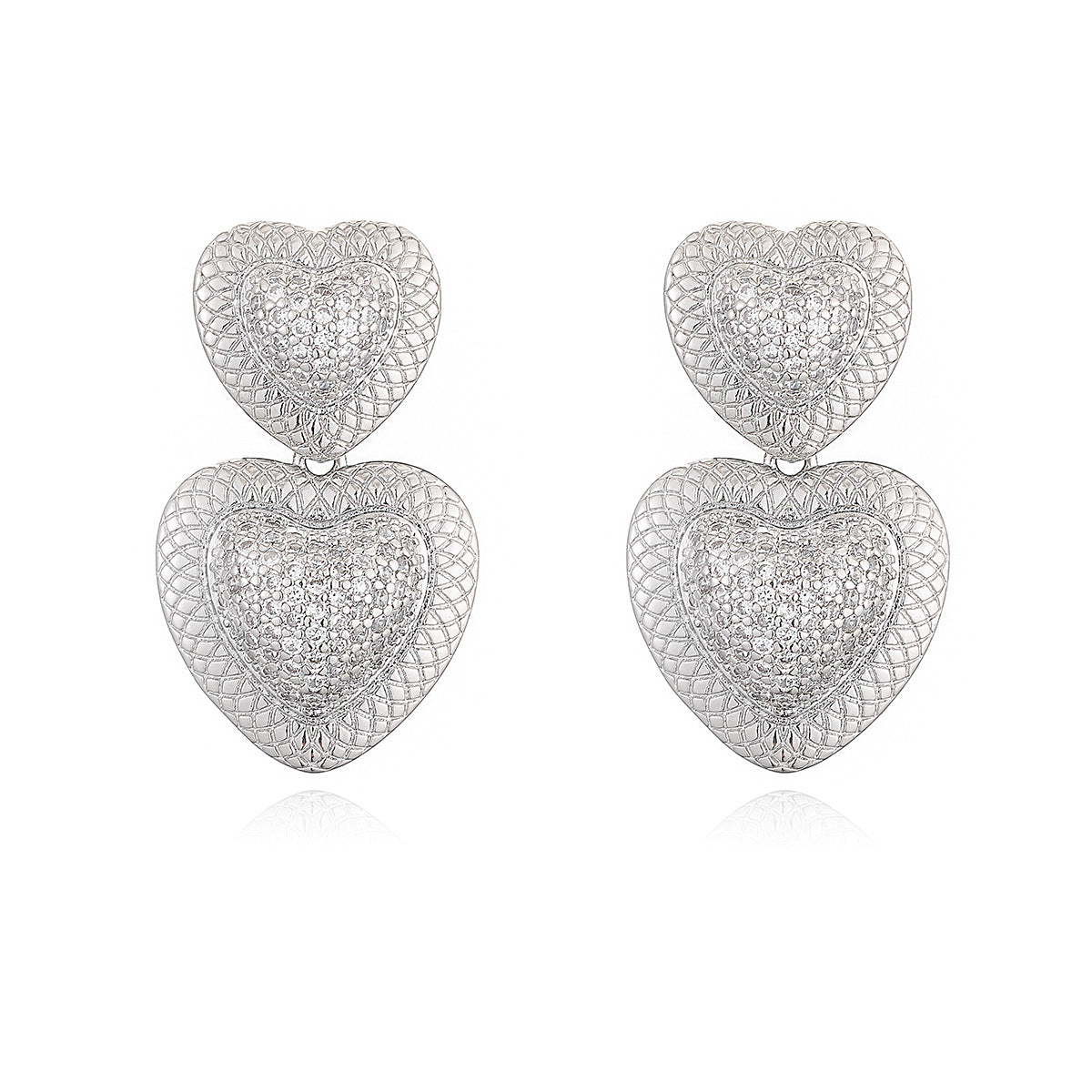 Minimalist Heart-Shaped Copper Earrings with 18K Gold Plating and Zircon Accents for Women