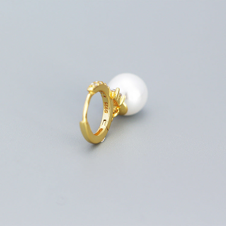 Orecchini a Cerchio Minimalisti Geometrici in Argento Sterling con Intarsio di Strass da Donna