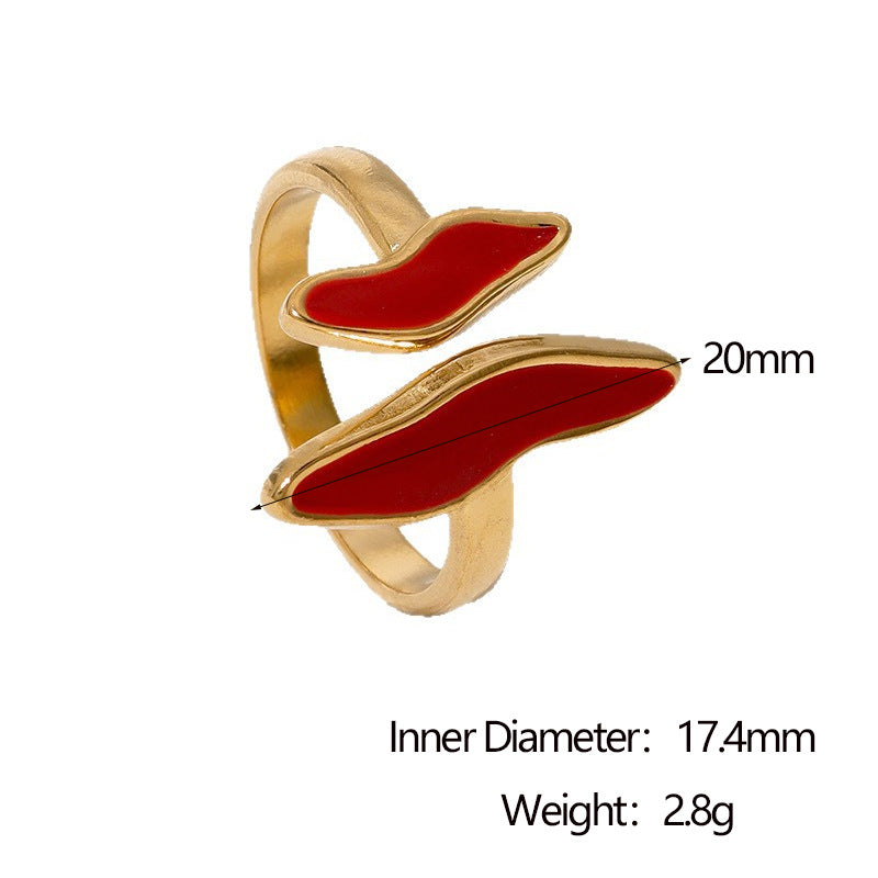 Anello Aperto Regolabile Geometrico Minimalista in Acciaio Inossidabile Placcato Oro 18K da Donna
