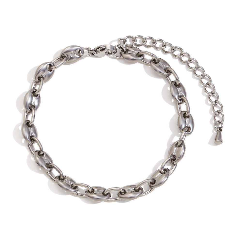 Bracciale da donna a chicco di caffè placcato oro 14 carati in acciaio inossidabile geometrico minimalista