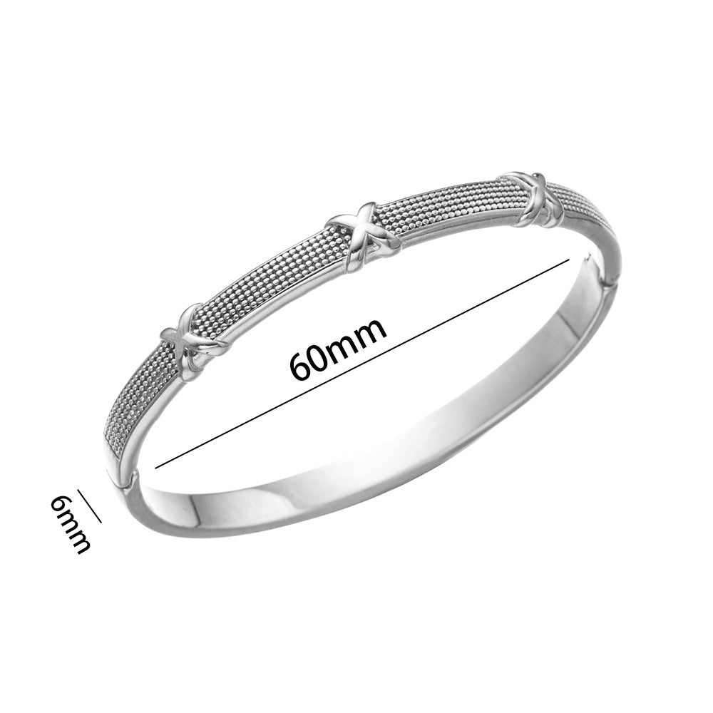 Minimalist Titanium Steel Bracelet with Vacuum Electroplated Smooth Finish Geometric Oval Shape Hypoallergenic Jewelry