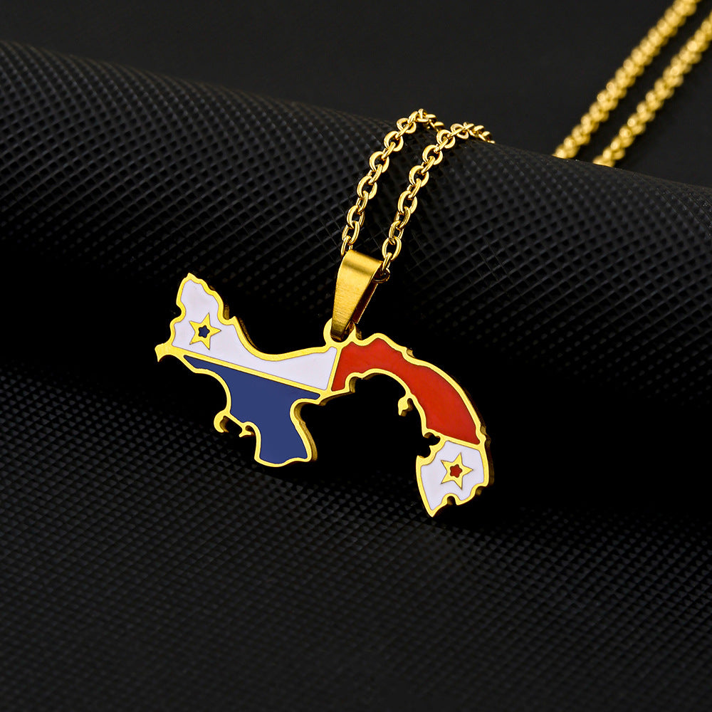 Collar con colgante geométrico minimalista de acero inoxidable con acabado esmaltado para mujer y hombre
