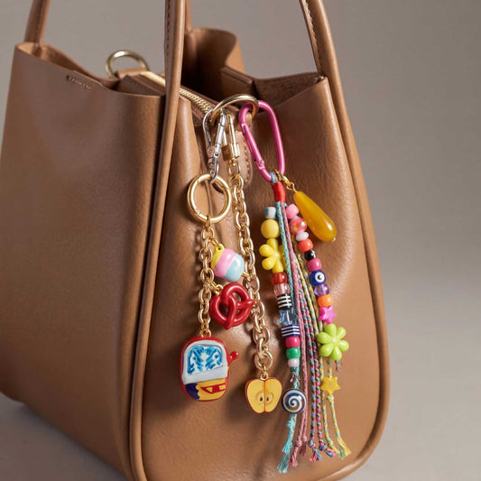 Casual Plated Resin Bag Charm with Fruit and Animal Patterns