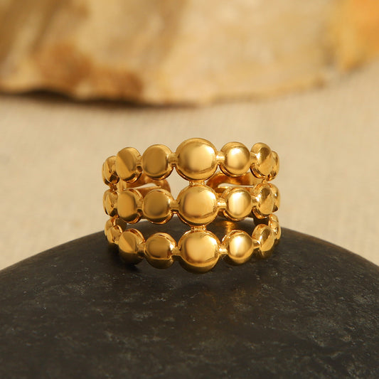 Fashionable Geometric Open Ring 18K Gold Plated Stainless Steel Women's Jewelry