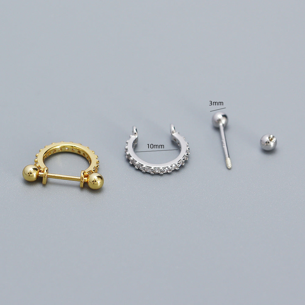 Orecchini a Cerchio Geometrici con Zirconi Cubici in Argento Sterling 925